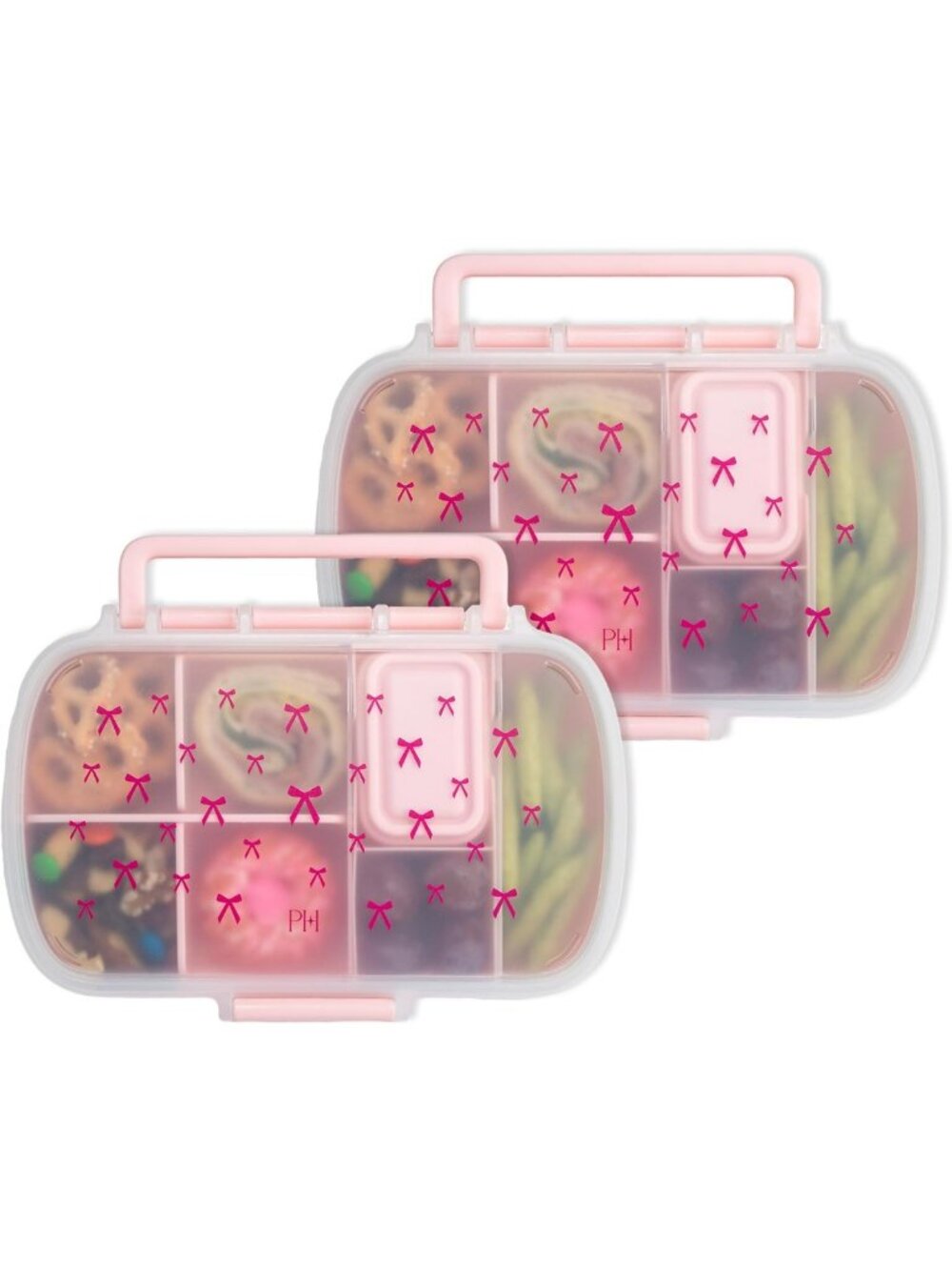 Bento Style Snack Boxes 2-Pack | 7-Compartment Lunch Containers with Phone Stand